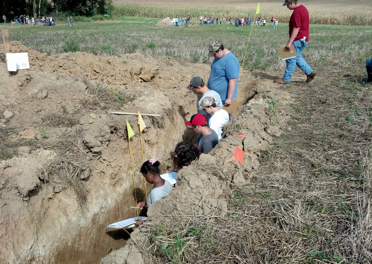 Local high school students participating in the soil judging competition.